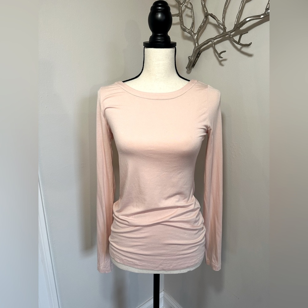 Banana Republic Pink Boat Neck Shirt with Plunging Back-Size XS